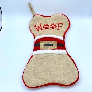 Woof Dog Christmas Holiday Stocking Sock